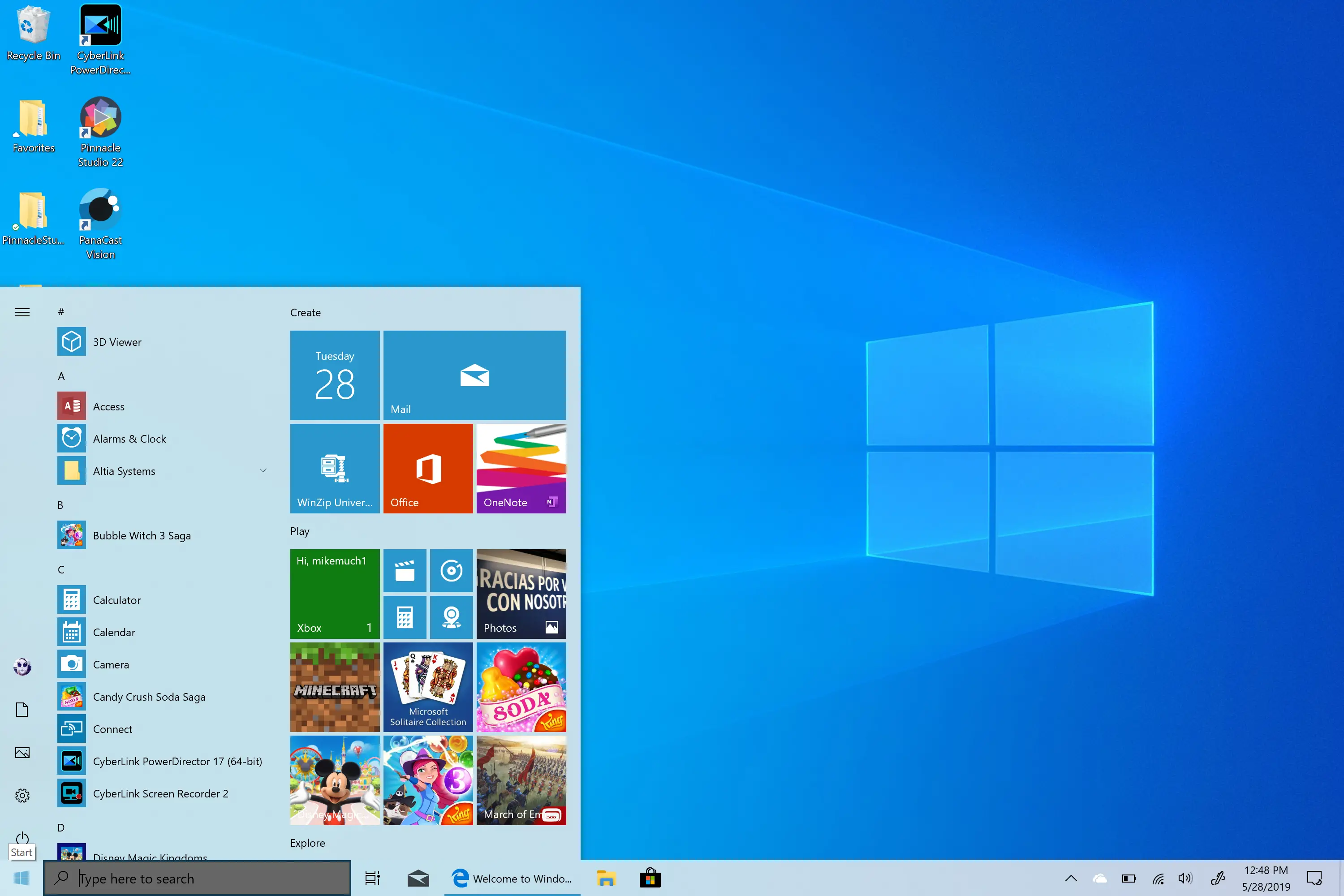 Рабочий стол Windows 10